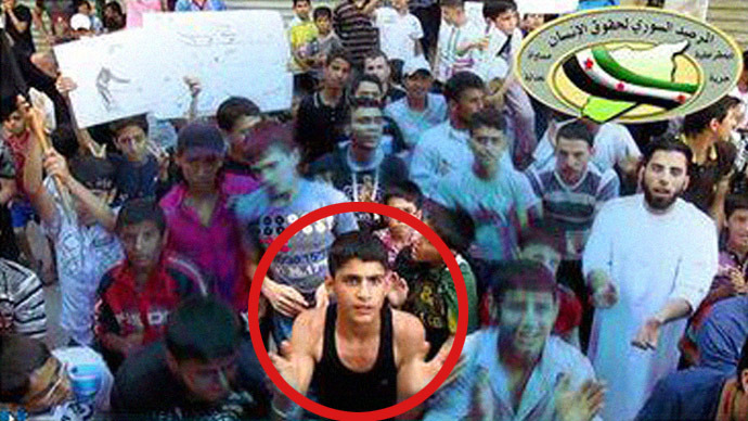 15-year-old Mohammad Qataa during a pro-democracy protest in Aleppo. Image from www.facebook.com/syriaohr
