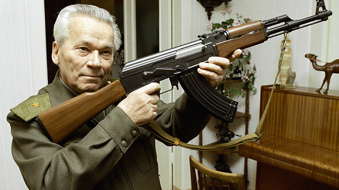  Mikhail Kalashnikov, world famous inventor, with an AK-47 assault rifle. (RIA Novosti / Vladimir Vyatkin)