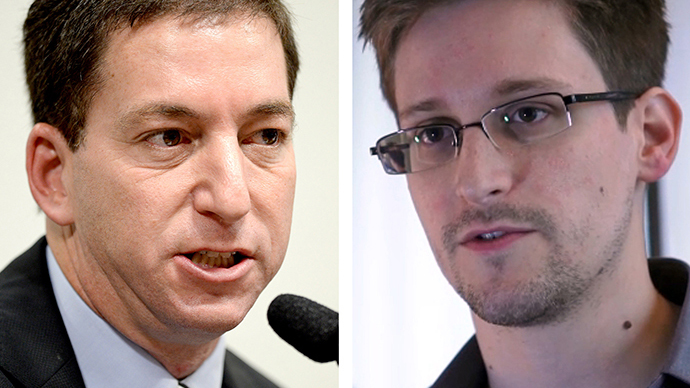 Combo tiedoston kuvat osoittaa Yhdysvaltain toimittaja Glenn Greenwald (L 9. lokakuuta 2013 Brasilia) ja Yhdysvaltain ilmiantaja Edward Snowden (R, pysäytyskuvana napata kirjataan 6. kesäkuuta 2013 Hong Kongissa ja luovutetaan AFP 10. kesäkuuta 2013).  (AFP Photo / Evaristo Sa / Guardian)