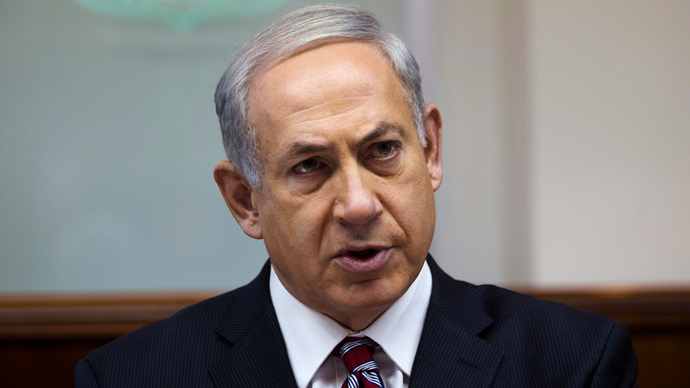 Israeli Prime Minister Benjamin Netanyahu during his opening speech of the "CyberTech 2014" international conference on January 27, 2014. (AFP Photo / Jack Guez)