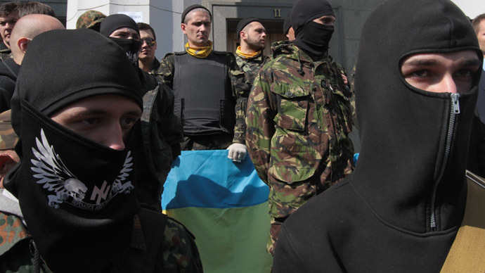 Supporters of the radical movement "Right Sector" (RIA Novosti/Grigoriy Vasilenko)