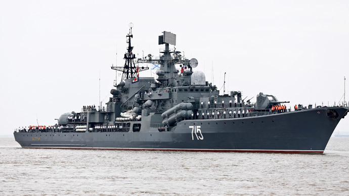 Russian anti-surface destroyer Bystry arrives at a port ahead of the "Joint Sea-2014" naval drill, in Shanghai, May 18, 2014.(Reuters / China Daily)