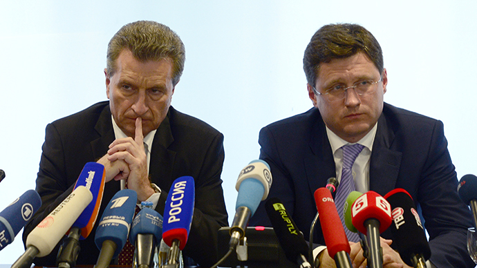 European Comissioner for Energy Guenther Oettinger (left), Russian Energy Minister Alexander Novak (AFP Photo / John Macdougal)