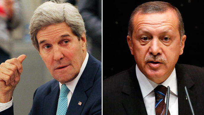 U.S. Secretary of State John Kerry (L) and Turkey's Prime Minister Tayyip Erdogan (Reuters)