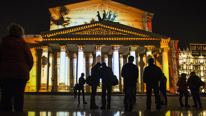 Around the World, a light projectin show on the facade of the Bolshoi Theatre in Moscow (RIA Novosti / 
Evgeny Biyatov)