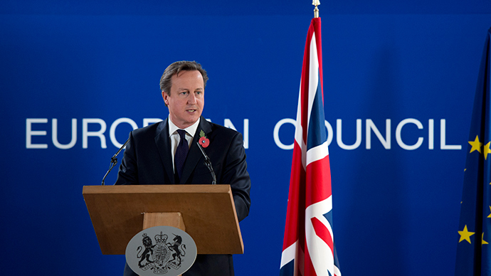 British Prime Minister David Cameron gives a press conference on October 24, 2014 on the second day of a European Union summit at EU headquarters in Brussels (AFP Photo)