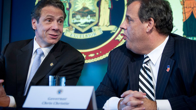 Governors of New Jersey Chris Christie (R) and of New York Andrew Cuomo speak during a news conference about New York's first case of Ebola, in New York October 24, 2014. (Reuters / Carlo Allegri)