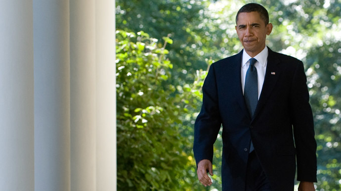 US President Barack Obama walks to the Rose Garden of the White House in Washington, DC, on October 9, 2009 to address reporters after he won the Nobel Peace Prize. (AFP Photo/Saul Loeb)