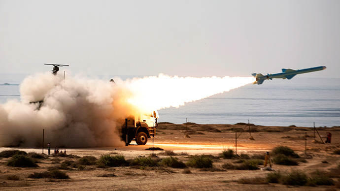 An Iranian long-range shore-to-sea missile called Qader (Capable) (AFP Photo / Ebrahim Norouzi)