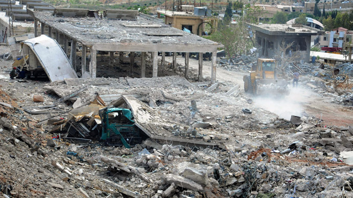 A handout picture released by the Syrian Arab News Agency (SANA) on May 5, 2013, allegedly shows, "the damage caused by an Israeli strike" according to SANA. (AFP/SANA)