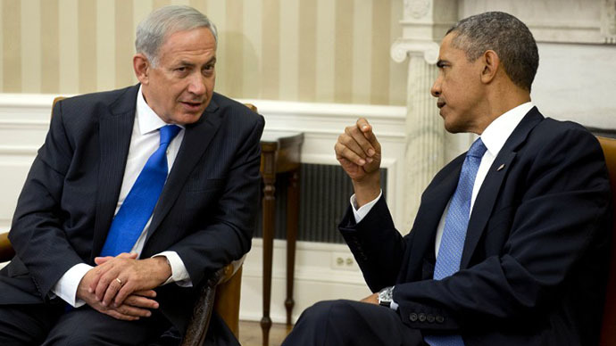 US President Barack Obama and Israeli Prime Minister Benjamin Netanyahu hold a meeting in the Oval Office of the White House in Washington, DC, September 30, 2013. (AFP Photo / Saul Loeb)