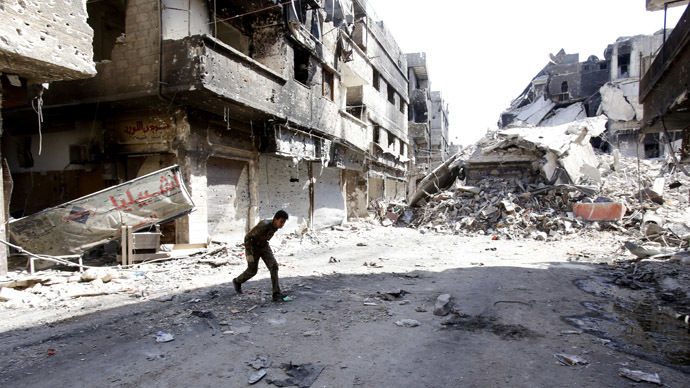 A street in the Yarmouk refugee camp in the Syrian capital Damascus (AFP Photo/Anwar Amro)