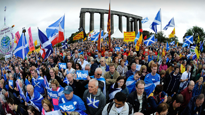 A picture shows Scotland's independence plan during a press conference to launch the regional government's long-awaited "white paper" ahead of next year's historic independence referendum, at Glasgow Science Centre in Glasgow, Scotland, on November 26, 2013 (AFP Photo / Andy Buchanan)