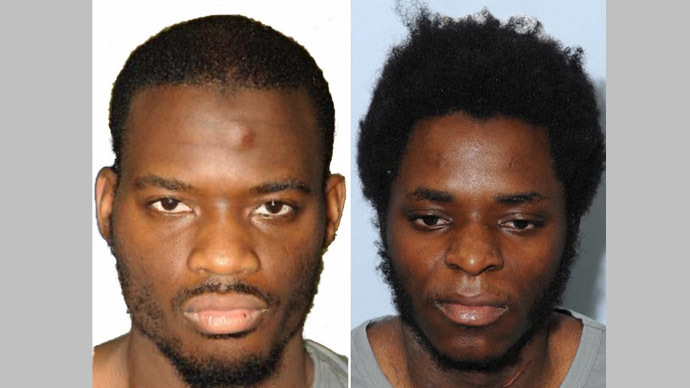 A combination of handout pictures released by the Metropolitan Police Service (MPS) on December 19, 2013 shows the custody photographs taken in London of British men Michael Adebolajo (L) and Michael Adebowale (R) who were found guilty of the murder of British soldier Lee Rigby (AFP/MPS)