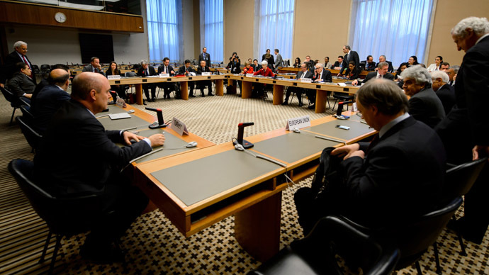 General view prior to a meeting on Syria on December 20, 2013 at the United Nations offices in Geneva. (AFP Photo)