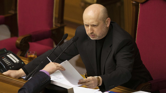 Newly-elected speaker of parliament Oleksander Turchinov attends a session in Kiev February 23, 2014. (Reuters/Alex Kuzmin)