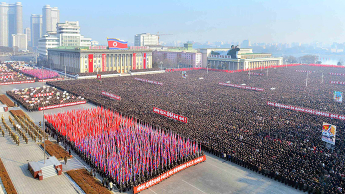 People gather at a rally to exhort the objectives that North Korean leader Kim Jong-Un suggested in his New Year speech, at Kim Il-Sung square, in this undated photo released by North Korea's Korean Central News Agency (KCNA) in Pyongyang on January 6, 2014 (Reuters / KCNA)