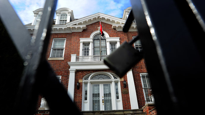 The closed Syrian embassy is pictured in Washington on March 18, 2014. (AFP Photo / Jewel Samad)