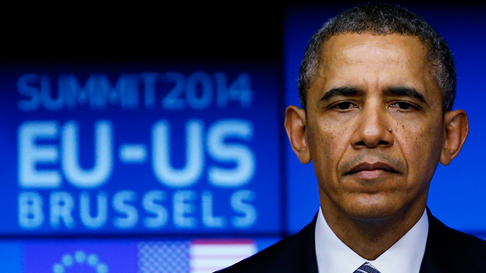 U.S. President Barack Obama looks on as he takes part in a EU-US summit in Brussels March 26, 2014 (Reuters / Yves Herman)