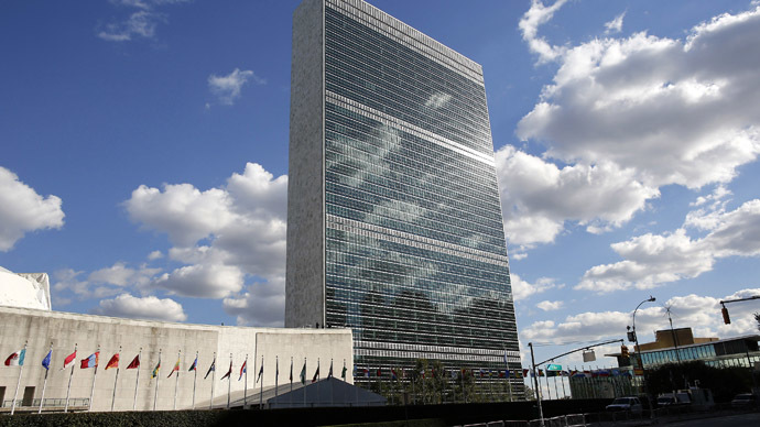 Clouds are reflected off the Secretariat Building (C) of the UN headquarters during the 67th United Nations General Assembly, in New York (Reuters)