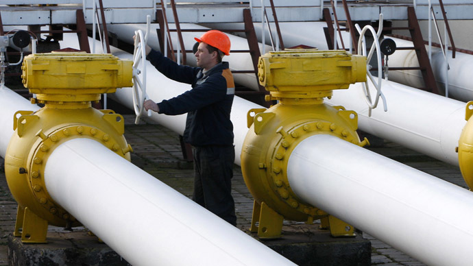 A worker stands near pipes at a gas compressor station in the Ukrainian settlement of Orlovka, about 280 km (174 miles) west of the Black Sea port of Odessa (Reuters)