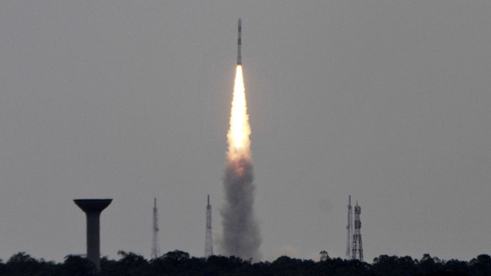 ndia's Polar Satellite Launch Vehicle (PSLV-C23), carrying five satellites, lifts off from the Satish Dhawan Space Centre in Sriharikota, north of the southern Indian city of Chennai June 30, 2014. (Reuters/Babu)