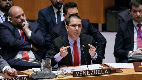 Canciller de Venezuela, Jorge Arreaza, en el Consejo de Seguridad de la ONU, 26 de enero de 2019.