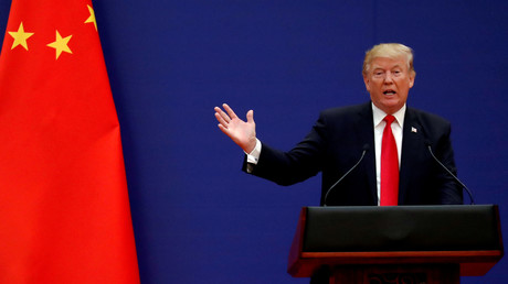 US-Präsident Donald Trump während einer Rede in der Großen Halle des Volkes in Peking, China, 9. November 2017 