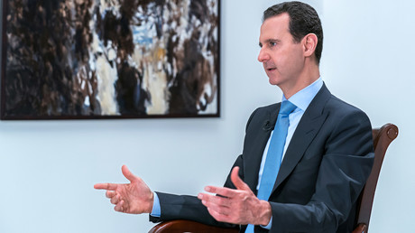 Syriens Präsident Baschar al-Assad in einem Interview mit einem iranischen Fernsehsender.