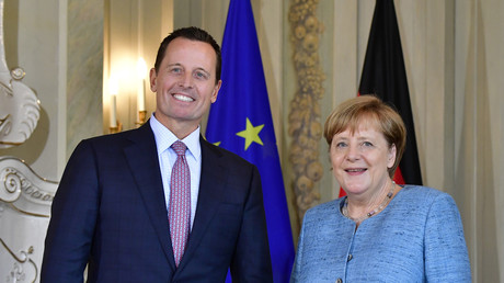 Botschafter Grenell während eines Empfangs bei Bundeskanzlerin Angela Merkel im Juli 2018