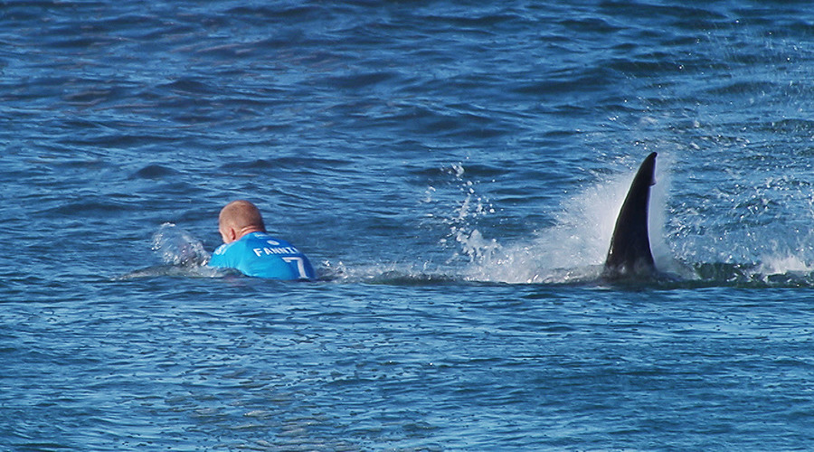 Jaw-dropping: World champion surfer battles shark on live TV in S. African competition