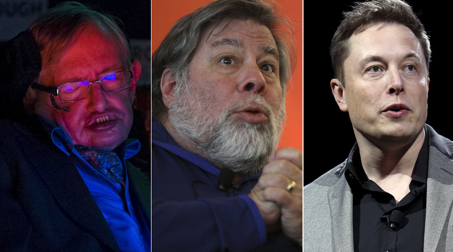 (L-R) Stephen Hawking (© Neil Hall), Steve Wozniak (© Robert Galbraith) and Elon Musk (© Patrick T. Fallon)