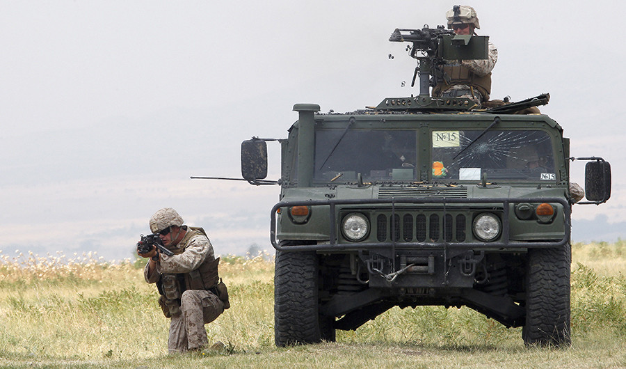 US marines take part in a joint military exercise with NATO members, called "Agile Spirit 2015" at the Vaziani military base outside Tbilisi, Georgia © David Mdzinarishvili