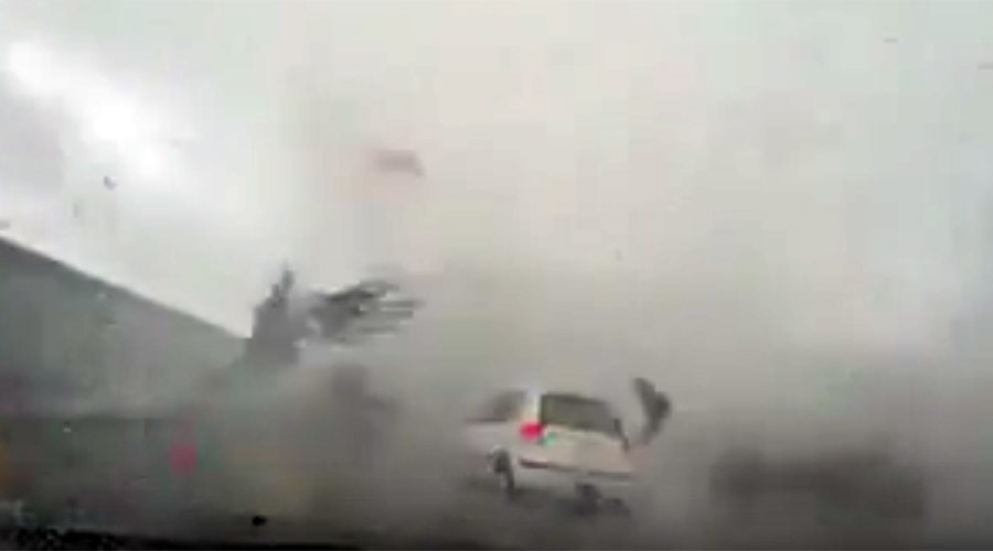 Gone with the wind: Car gets blown away by typhoon in Taiwan (VIDEO)