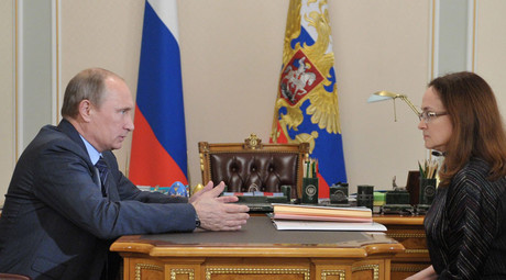  President Vladimir Putin and Central Bank chair Elvira Nabiullina. © Aleksey Nikolskyi 
