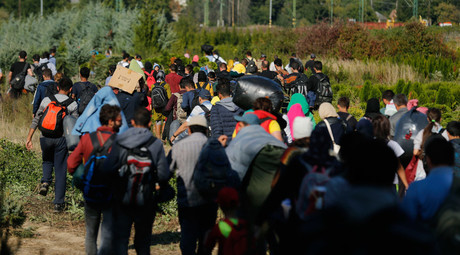 المهاجرين يدخلون عبر الحدود المجرية © أنطونيو Bronic 