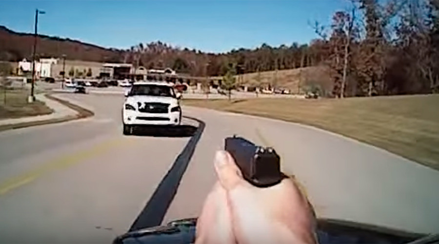 Cop shoots at woman attempting to run him down, both survive (VIDEO)