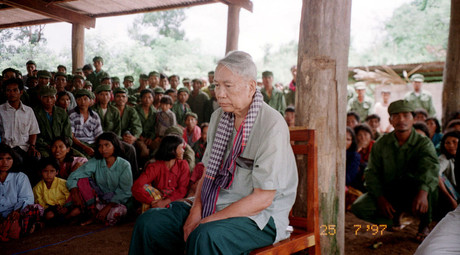 Notorious Khmer Rouge leader Pol Pot pictured during his show trial July 25, 1997, at the Khmer Rouge stronghold of Anlong Veng in northern Cambodia. © Reuters