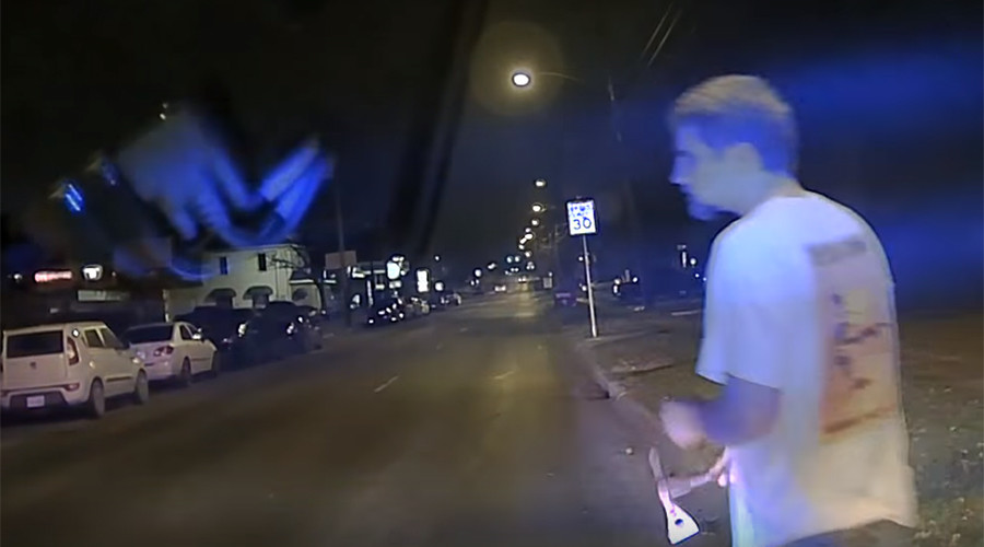 Dash cam video shows fatal shooting of Texas student with hatchet