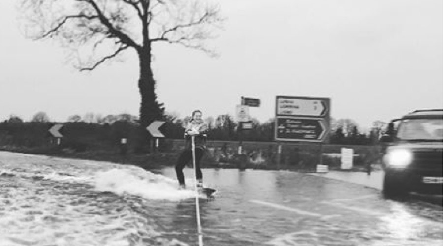 Nightmare floods turn Irish roads into… wakeboarding paradise (VIDEO)