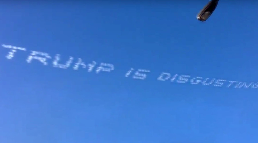 Dumping on Trump: Skywriters troll GOP frontrunner from high above California’s Rose Parade