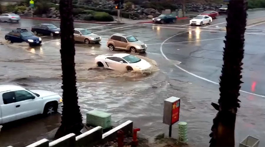 Little Lamborghini that could: Sportscar fights San Diego flood and wins (VIDEO)