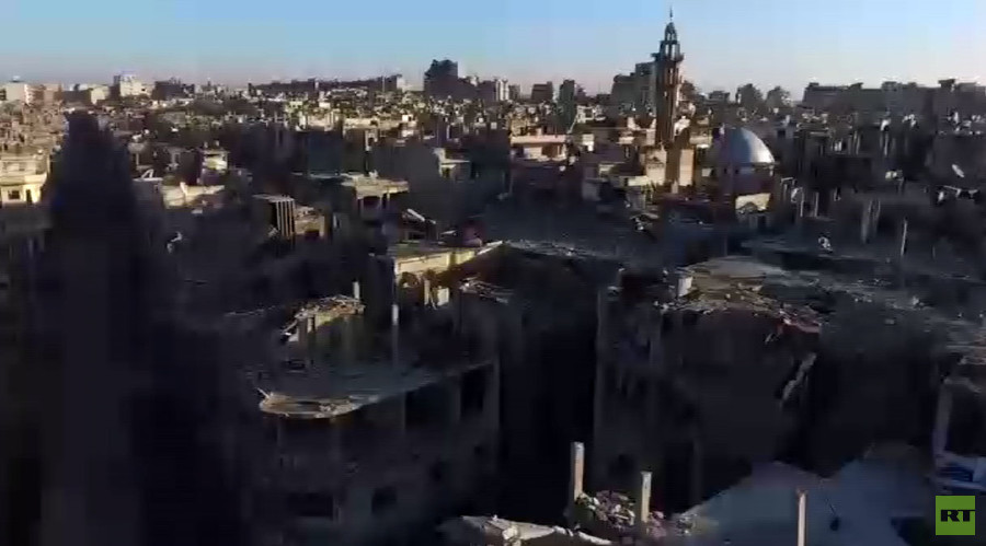 RT EXCLUSIVE: Drone footage shows total devastation in Homs