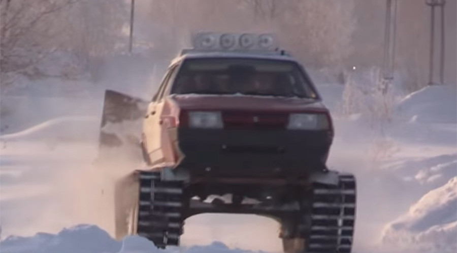 Siberian man converts car to ‘DIY tank’ to battle snow (VIDEO)