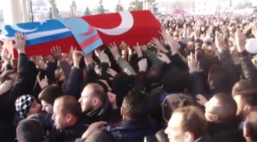 Turkish fighter who bragged about killing Russian pilot appears at Istanbul militant’s funeral