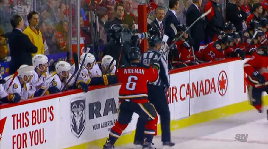 Flaming Wideman whacks linesman, faces 10-game NHL ban (VIDEO)