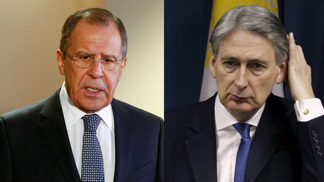 Russian Foreign Minister Sergei Lavrov and Visiting British Foreign Secretary Philip Hammond © Reuters