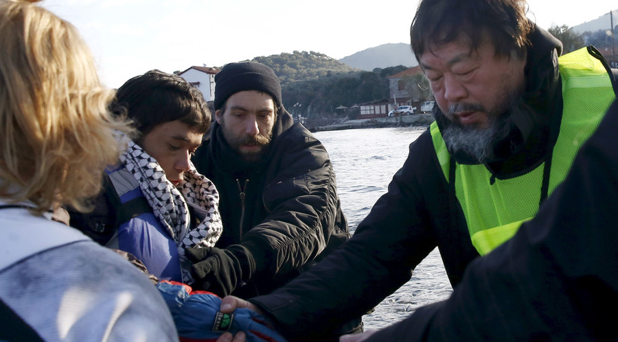 Photo of Chinese artist Ai Weiwei posing as drowned refugee child Aylan Kurdi sparks controversy