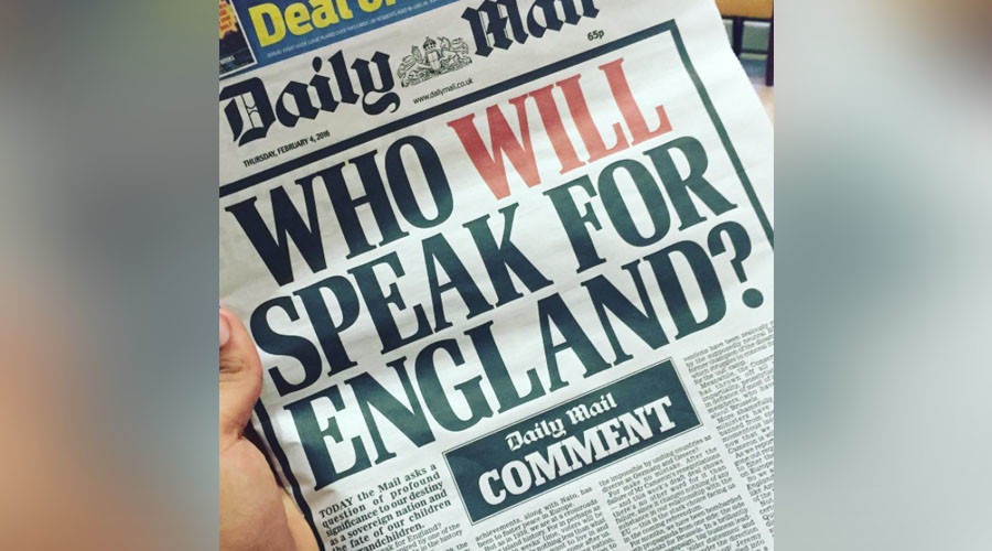 #WhoWillSpeakForEngland? Twitter offers witty replies to Daily Mail