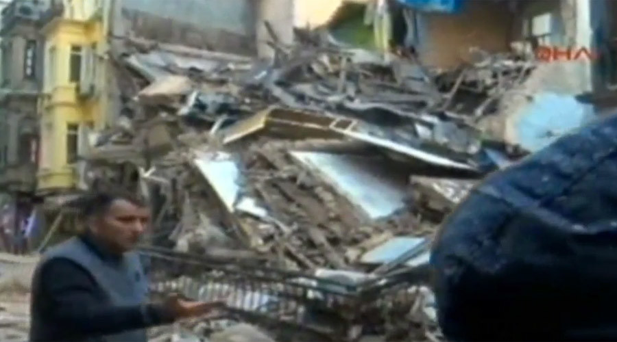 2 buildings collapse in central Istanbul, governor says casualties unlikely